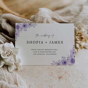 Editable Envelope Address Template, Purple Wedding Envelope, Printable Wedding Envelope, Purple Envelopes Card, Instant Download, Canva PW09