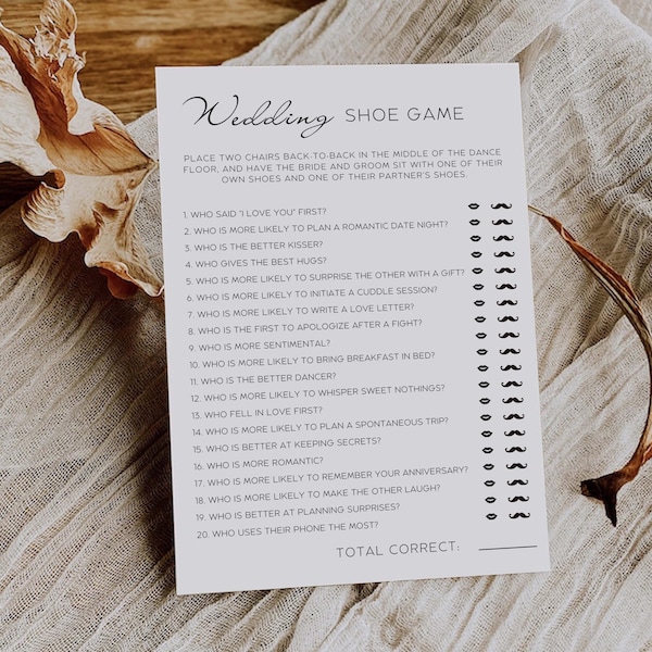 Editable Wedding Shoe Game Template, Bridal Shower Game, Engagement Party Game, Couples Shower Games, Wedding Shower Games, Canva MW01
