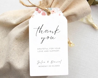 Wildflower Favor Tag Template Editable Wedding Tag Boho Flowers Thank You Tag Floral Favor Tag, Wedding Favor Tag Template Printable WF06