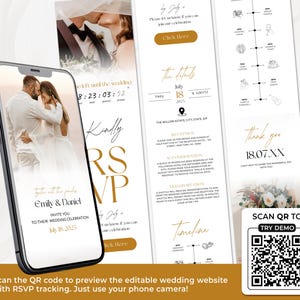 Make your big day unforgettable with this WEB Invitation Template RS02. Designed in Canva, it features an embedded countdown timer, trackable RSVP via Google Form, and customizable sections for your wedding story, schedule, and gallery. Share it instantly via link—no printing needed! Ideal for modern, eco-conscious weddings and destination events. A beautiful, easy-to-use digital wedding announcement your guests will love. Instant download & fully editable!