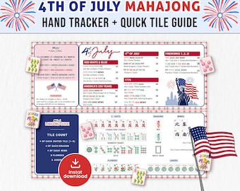 4th of July Mahjong Printable, America 250th Birthday Mahjong Card, Patriotic Mahjong Card, PDF Digital Download