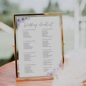 Purple Wedding Checklist Template,  Printable Wedding Planning Checklist, Floral Wedding Checklist, Editable Wedding Checklist, Canva PW09