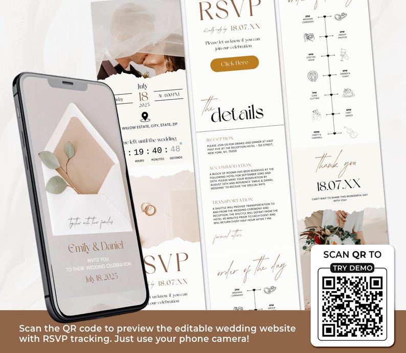 Digital Wedding Invitation with RSVP Trackable Rsvp, Digital Wedding Invite with RSVP, Wedding Invite with RSVP Clickable Online Invite RS03