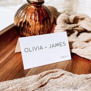 Name Card Template, Place Card with Table Numbers, Minimal Wedding Place Card Template, Printable Name Cards, Modern Place Card MW01