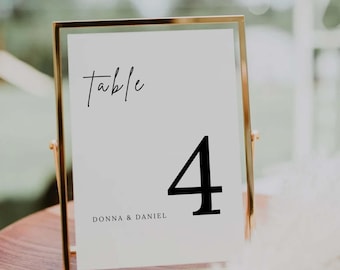 Modern Wedding Table Numbers, Printable Table Numbers, Editable Table Number Place Card, DIY Table Number Signs, Editable Template, 5x7 MW04