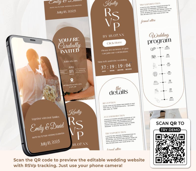 Digital Wedding Invitation with RSVP Trackable Rsvp, Digital Wedding Invite with RSVP, Wedding Invite with RSVP Clickable Online Invite RS04