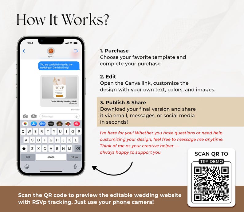 Digital Wedding Invitation with RSVP Trackable Rsvp, Digital Wedding Invite with RSVP, Wedding Invite with RSVP Clickable Online Invite RS03