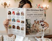 Christmas Newsletter Template Editable, Year In Review Holiday Card Template, Printable Newspaper Christmas Card with Photo Holiday Card