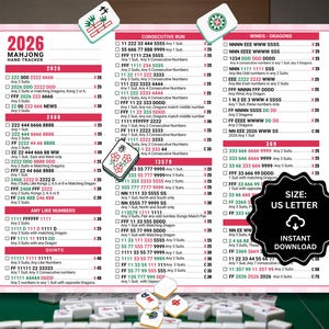 2026 Mahjong Hand Tracker, American Mahjong Scorecard, Printable Mah Jongg PDF Digital Download
