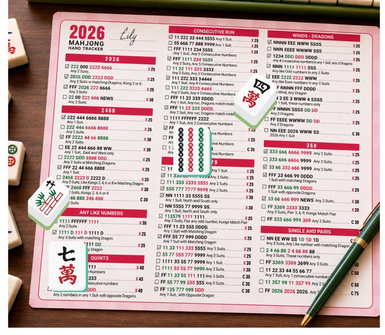 2026 Mahjong Hand Tracker, American Mahjong Scorecard, Printable Mah Jongg PDF Digital Download

mahjong board,
mahjong play,
mahjong cheat sheet,
mahjong table guide,
how to mahjong,
american mahjong,
mahj on the go,
2026 mahjohg,
mahjong card,
travel mahj card,
mahjong tracker,
mahjong hand tracker,
beginner mahjong,



Stay organized and play with confidence using this premium 2026 Mahjong Hand Tracker printable.