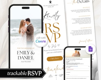 RSVP Web Invitation Wedding Digital Wedding Website Online Invite Template Modern Wedding RSVP Invitation Digital Wedding Announcement RS01