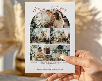 Boho Christmas Card, Editable Photo Christmas Card Template, Arch Holiday Card Template, Merry Christmas Card, Trending Christmas Card