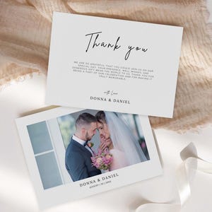 Tarjeta de agradecimiento de boda moderna, tarjeta de agradecimiento con foto de boda minimalista, tarjeta de agradecimiento de boda imprimible, tarjeta de agradecimiento de boda minimalista moderna MW04