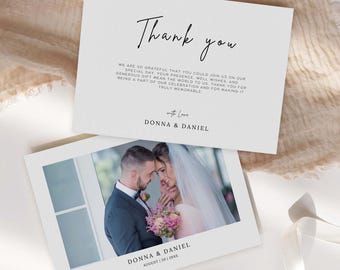 Modern Wedding Thank You Card, Minimalist Wedding Photo Thank You Card, Printable Wedding Thank You Card, Modern Minimalist Wedding MW04