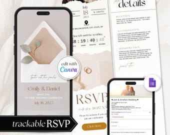 Digital Wedding Invitation with RSVP Trackable Rsvp, Digital Wedding Invite with RSVP, Wedding Invite with RSVP Clickable Online Invite RS03