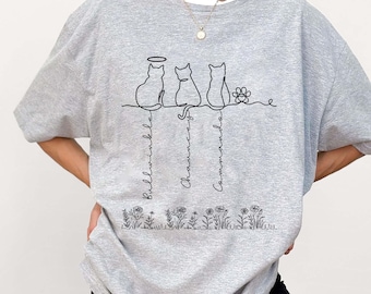 Personalized Cat's Name T-Shirt, Gift For Cat Dad Cat Mom, Cats Owner Shirt, Cat Lover T-Shirt, Cat Dad Gift, Cat Mom Gift, Christmas Gifts