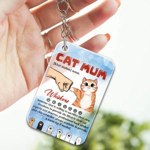 Personalized Cat Mom Keychain, Custom Cat Mum Noun Definition Acrylic Keychain, Gift for Cat Lover, Cat Mom Gift
