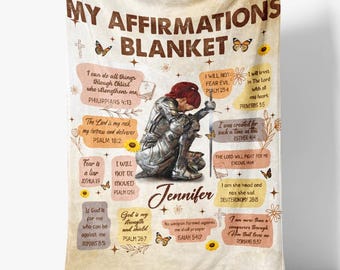 Personalized Woman Warrior of God Blanket: Christian Affirmations, Bible Verse Fleece