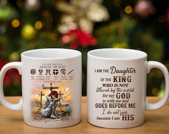 Taza personalizada "Mujer Guerrera de Dios", "Soy la Hija del Rey", taza cristiana, regalo de fe, regalo religioso para ella, regalo cristiano