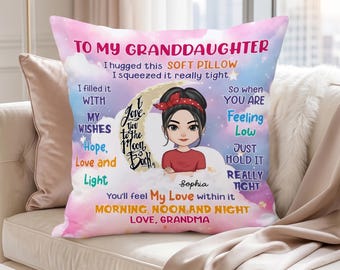 Personalized To My Granddaughter Canvas Pillow, I Hugged This Soft Pillow, Gift From Grandma, Sentimental Granddaughter Gift, Birthday Gift