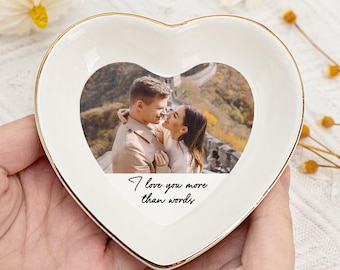 Plato de joyería con foto de pareja personalizado, plato de anillo con foto personalizado, bandeja para baratijas, regalo para pareja, regalo para novia, regalo de San Valentín, regalo para esposa