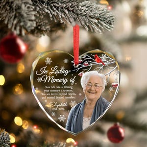 Personalized Photo Memorial Ornament, Remembrance Christmas Ornament, Memorial Day Glass Ornament, Mom Loss Ornament, Loss of Father Gift