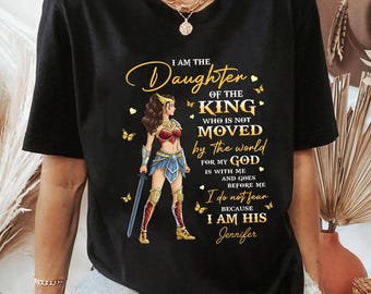 Camiseta personalizada "Mujer Guerrera de Dios", "Soy la Hija del Rey", Regalo de fe, Camiseta cristiana, Regalo religioso para ella