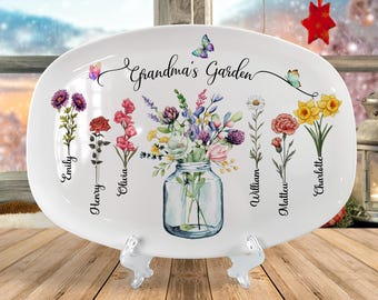 Vassoio personalizzato "Giardino della nonna": fiore del mese di nascita, ricordo di famiglia