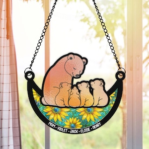 Personalized Mama Bear With Little Bear Kids, Mama Bear, Gift For Mom, Bear Gifts, Mothers Day Gift, Mom Birthday Gift, Window Hanging
