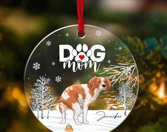 Personalized Funny Pooping Dog Christmas Acrylic Ornament, Custom Pet Ornament for Dog Lovers, Gag Gift for Dog Mom, Holiday Decor