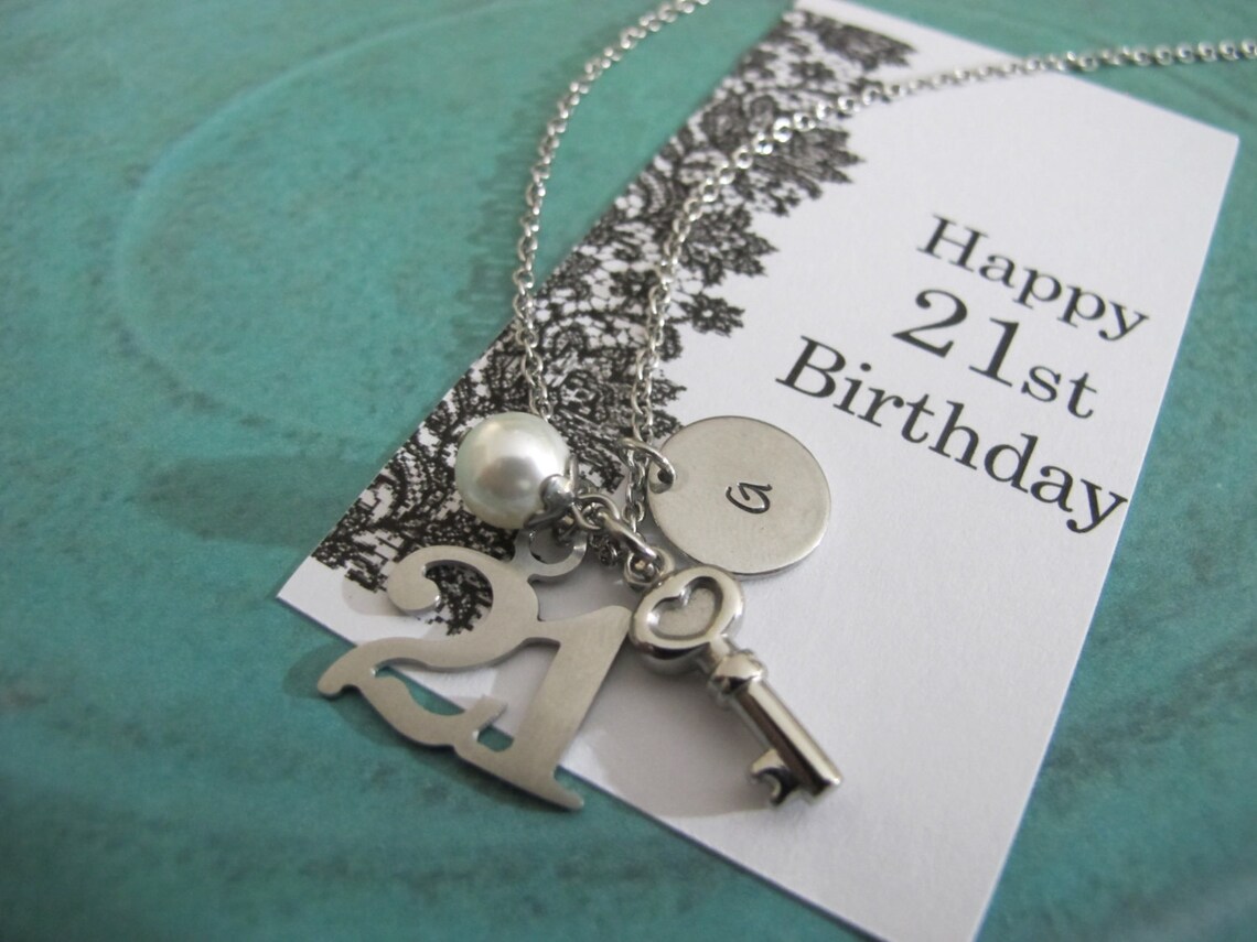 21st Birthday Gift Personalized initial Necklace 21st Etsy