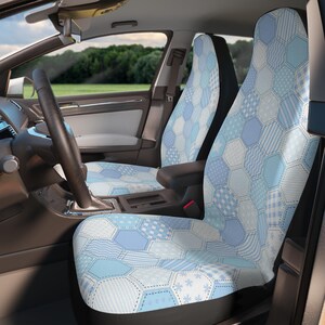 スタイリッシュな六角形のカーシートカバー - 車を快適に保護、車好きの方へのプレゼントに最適、ロードトリップのユニークな装飾、取り付け簡単