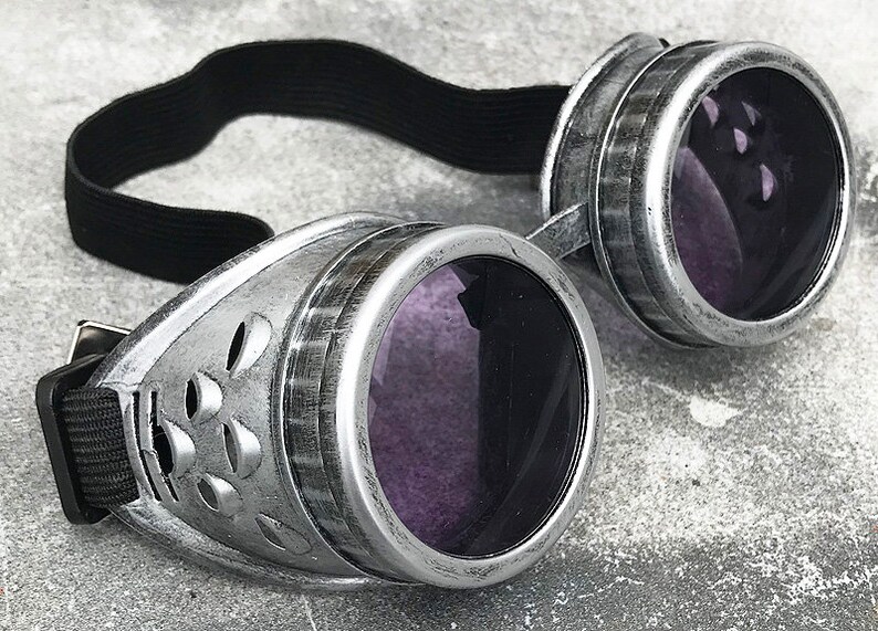 Steampunk Goggles Antique Silver Pewter Distressed Look Steampunk Post Apocalyptic Welding Goggles Burning Man Goggles - 