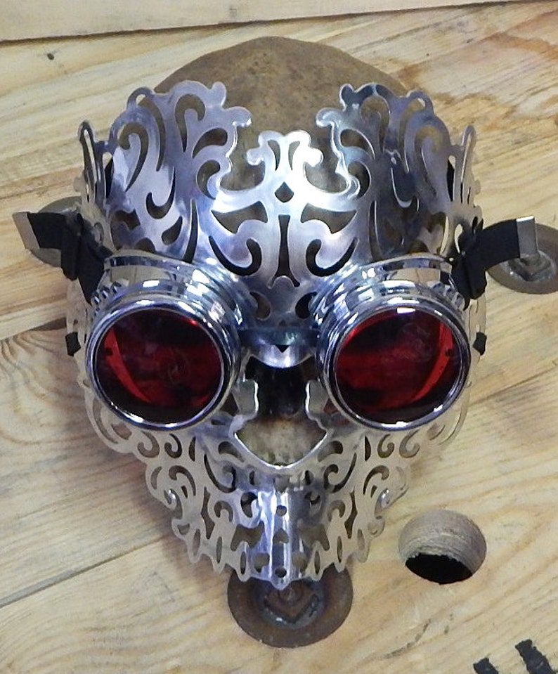 Steampunk Mask Chrome Inspired Steampunk Masquerade Mask Steampunk Goggles Set Combination Burning Man Mask - 