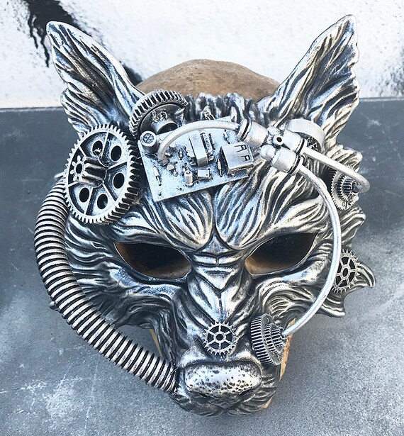 Distressed Look Silver Pewter Post Apocalyptic Mask Steampunk /'PREDATOR/' Mask
