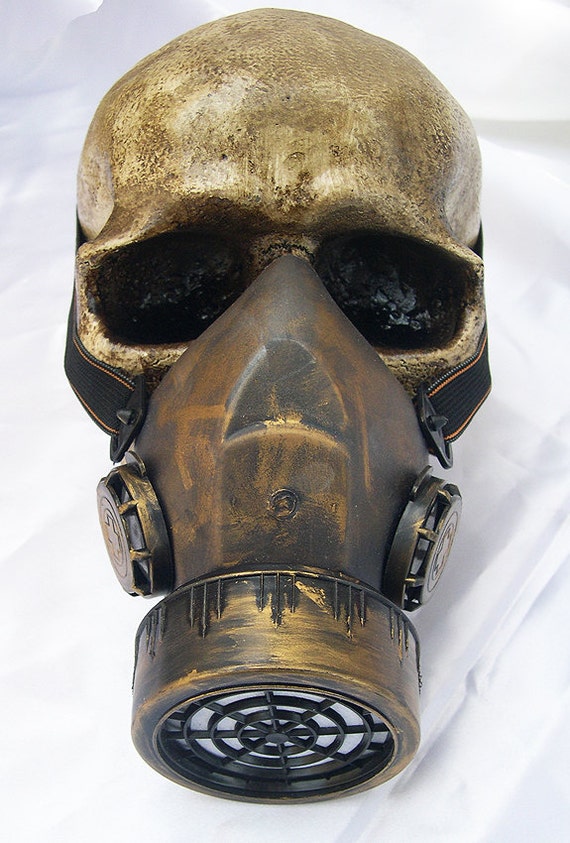 Steampunk Gas Mask Distressed Gold Brass Look Lightweight Single Filter Chemical Nuclear Biological Warfare Respiratory Burning Man Mask - gas mask respirator filter cartridge roblox