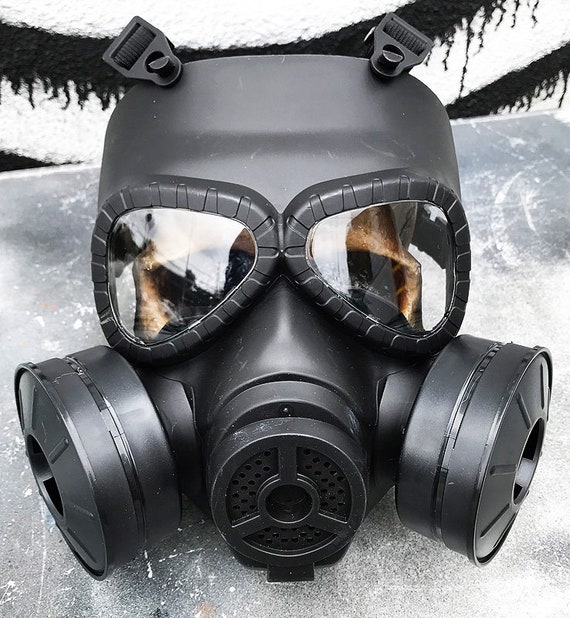 Steampunk Gas Mask Basic Matte Black Full Face Diy Etsy - black gas mask roblox
