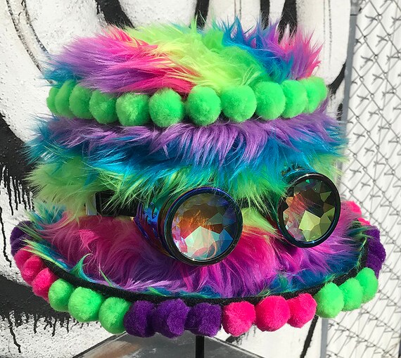 banded tophat poms goggles pom