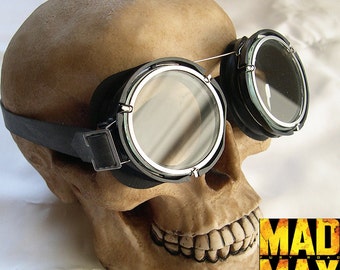 MAD MAX Fury Road - Steampunk Goggles - Post Apocalyptic, Distressed Vintage-Look WWIII Military Style Motorcycle Goggles w/Clear Lenses