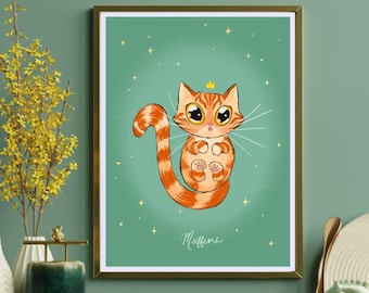 DIGITAL Custom Pet Portrait | cat portrait, hand drawn portrait, royal pet portrait, funny pet portrait, cat portrait gift, cat portrait art