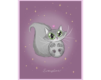 Unique Custom Pet Portrait | cat portrait art, custom cat drawing, small cat art, printable cat art, cat lovers gift, cartoon cat, not ai