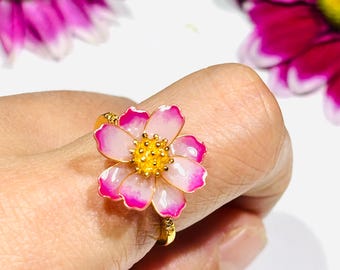 Galsang-bloemenring, harsring madeliefjebloem, verstelbare ring, natuurcadeau voor haar