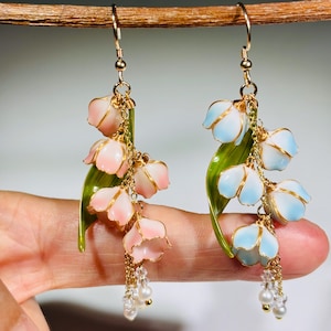 Harsoorbellen lelietje-van-dalen, sprookjeskernsieraden, pure trouwoorbellen, cadeau voor haar afbeelding 9