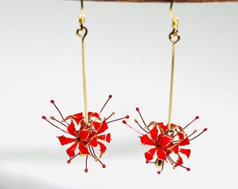 Hangoorbellen rode spinlelie, anime-bloemsieraden, gotische harsoorbel, cadeau voor haar