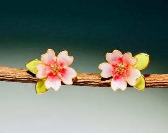 Handgemaakte Sakura-oorbellen, ketting kersenbloesembloem, bloemenring hars, cadeau voor haar