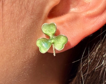Clover-oorknopjes, handgemaakte gelukssymbooloorbel, cadeau voor haar, vriendschaps- en liefdesmunt