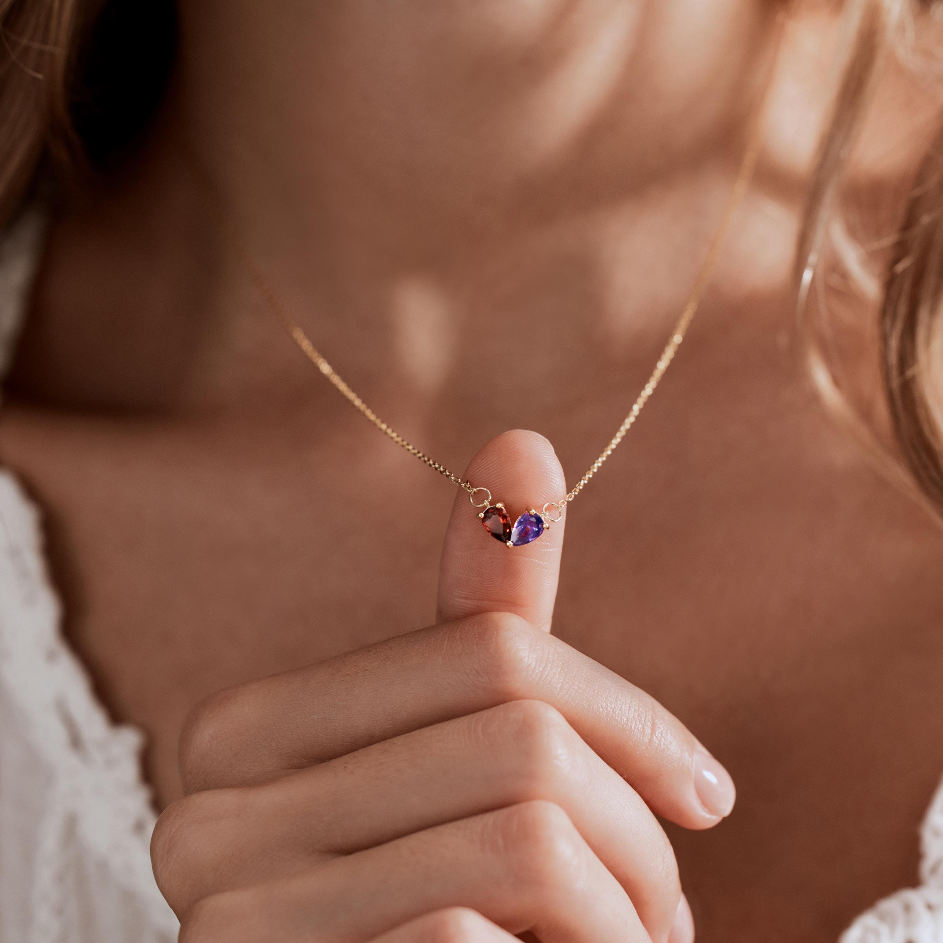 Birthstone Necklace Couple