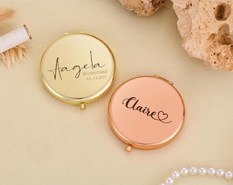 Personalized Pocket  Makeup Mirror, Custom Engraved Pocket Makeup Mirror,  Elegant Compact Mirror,Bridesmaid Gifts,Gift for Her