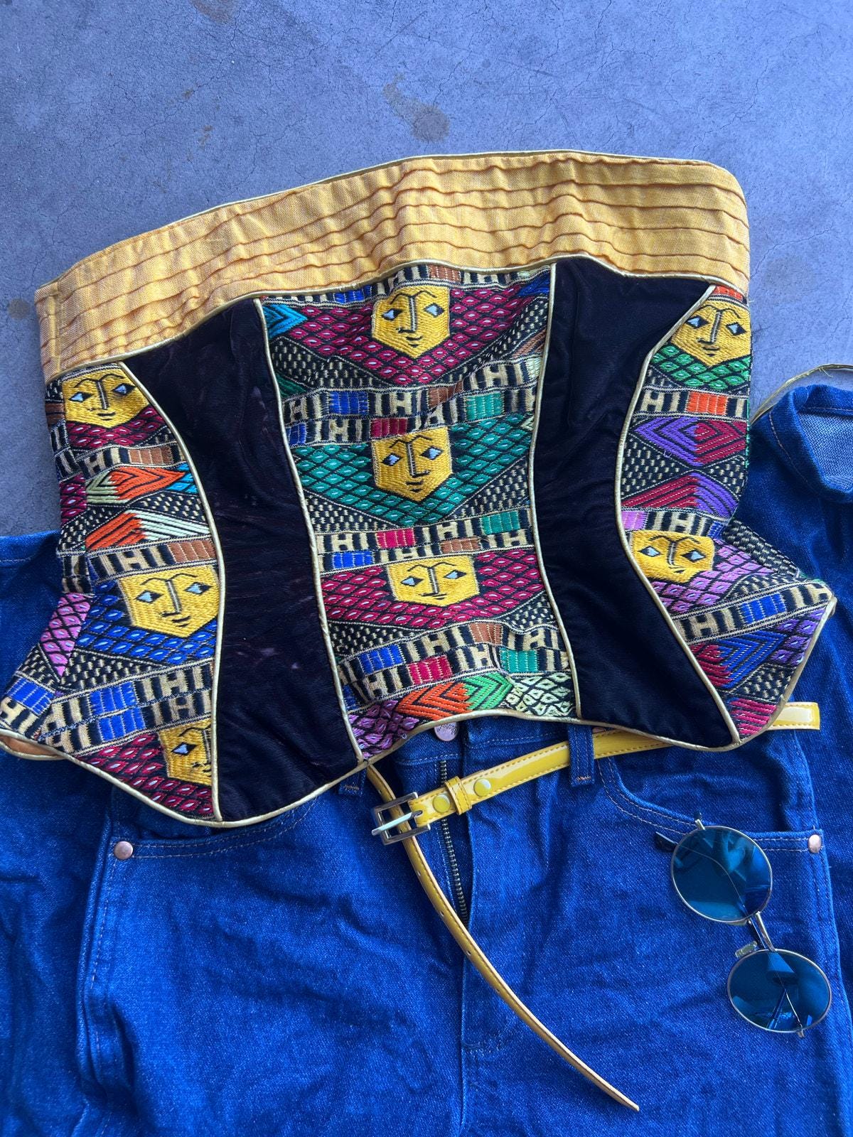 VTG Handmade Embroidered Velvet Corset Top – Festival Boho Tribal
