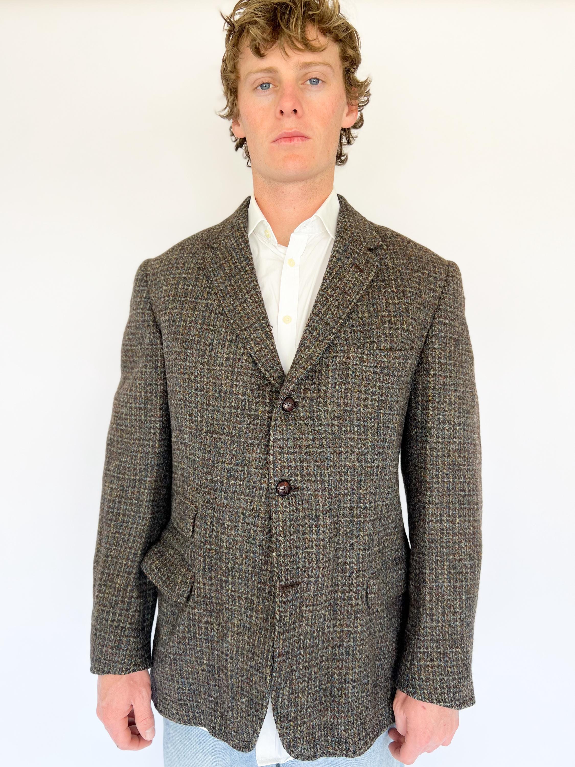 Vintage Harris Tweed Hahnentritt Blazer Herren Woll Sport Mantel - Main Image
